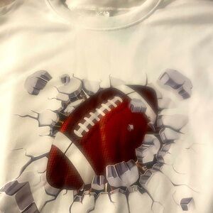 White Lightweight (Plus Size XXLg) Sweatshirt with Bold Sports Football Graphic